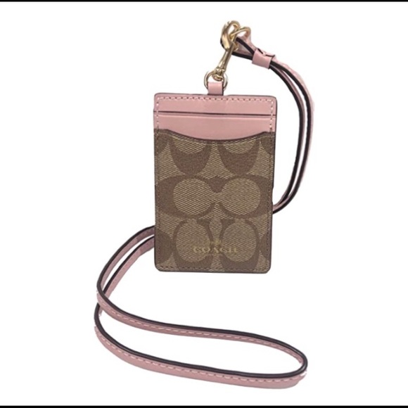 Coach Id Lanyard In Signature Canvas NWT